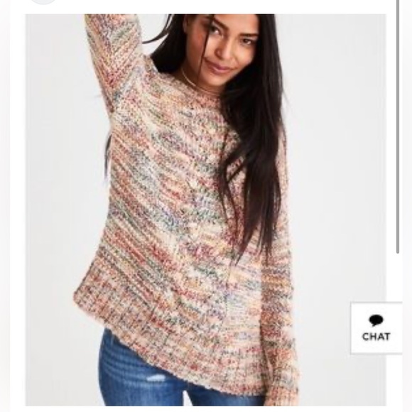 American Eagle Outfitters Sweaters - AMERICAN EAGLE • Cable Knit Rainbow Sweater • Size S